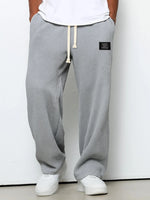 Men’s Pants Waffle-Knit Wide-Leg Elastic Drawstring Waist