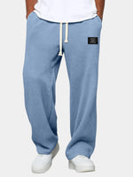 Men’s Pants Waffle-Knit Wide-Leg Elastic Drawstring Waist