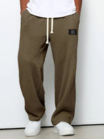 Men’s Pants Waffle-Knit Wide-Leg Elastic Drawstring Waist