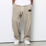 Men’s Pants Waffle-Knit Wide-Leg Elastic Drawstring Waist