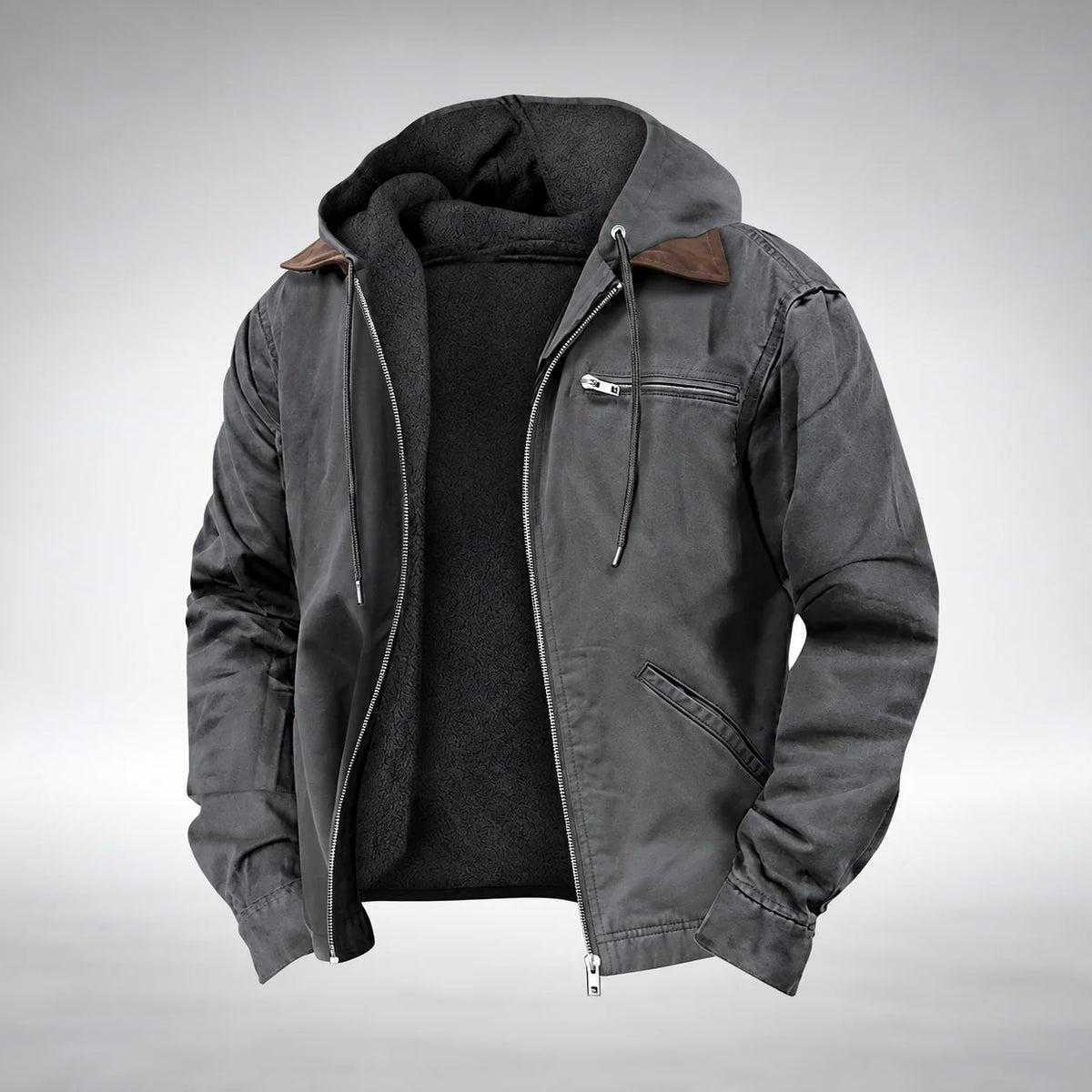 Men’s Parka Hooded Lined Zip-Up Jacket