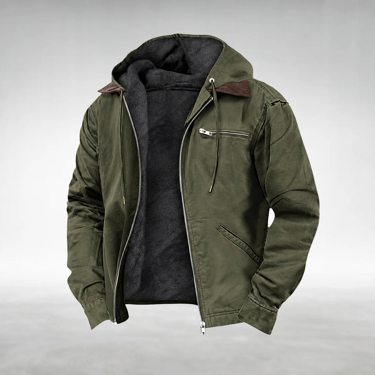Men’s Parka Hooded Lined Zip-Up Jacket