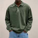 Men’s Polo Shirt Long Sleeve Relaxed Fit Button Placket