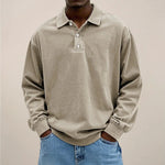 Men’s Polo Shirt Long Sleeve Relaxed Fit Button Placket