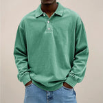 Men’s Polo Shirt Long Sleeve Relaxed Fit Button Placket