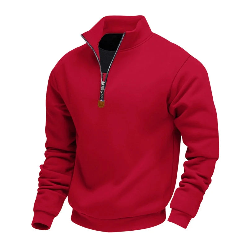 Men’s Quarter-Zip Pullover Insulated Lining Stand Collar