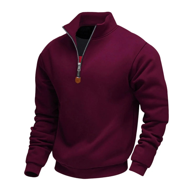 Men’s Quarter-Zip Pullover Insulated Lining Stand Collar