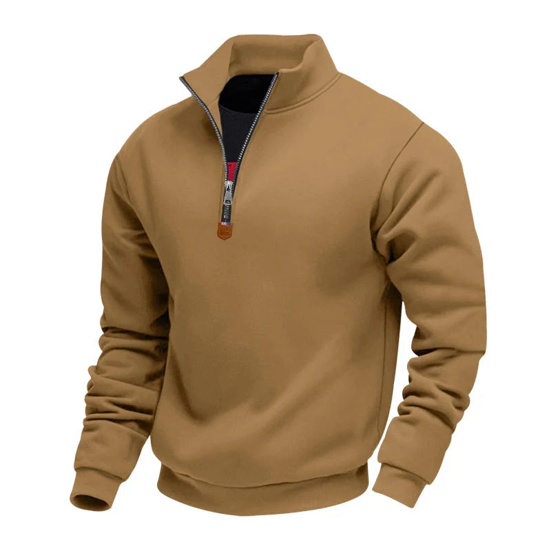 Men’s Quarter-Zip Pullover Insulated Lining Stand Collar