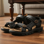 Men’s Sandals Leather Cushioned Adjustable Hook-and-Loop Closure
