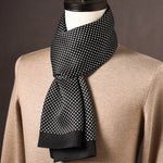 Men’s Scarf 100% Mulberry Silk Double-Layer Polka Dot Pattern