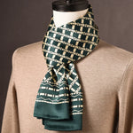 Men’s Scarf 100% Mulberry Silk Double-Layer Polka Dot Pattern