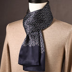 Men’s Scarf 100% Mulberry Silk Double-Layer Polka Dot Pattern