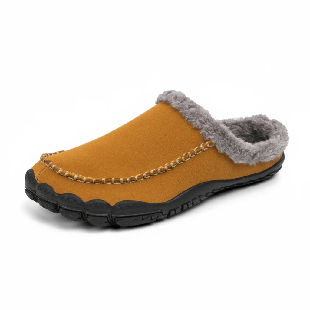 Men’s Slippers Plush Lining Non-Slip Rubber Sole
