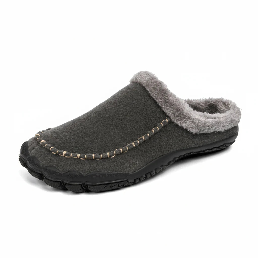 Men’s Slippers Plush Lining Non-Slip Rubber Sole