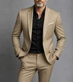 Men’s Suit Slim Fit Satin Peak Lapels Single-Breasted