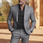 Men’s Suit Slim Fit Satin Peak Lapels Single-Breasted