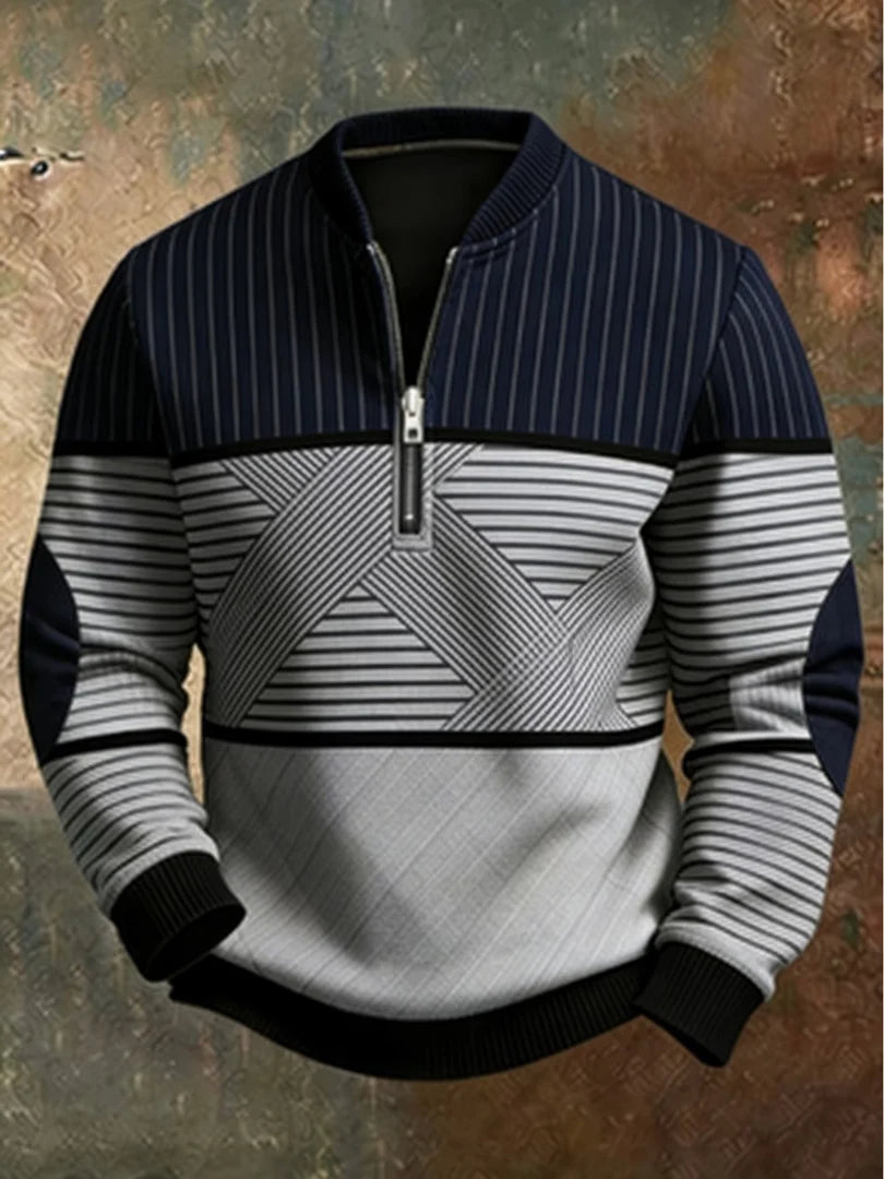 Men’s Sweater Mock Neck Half-Zip Relaxed Fit