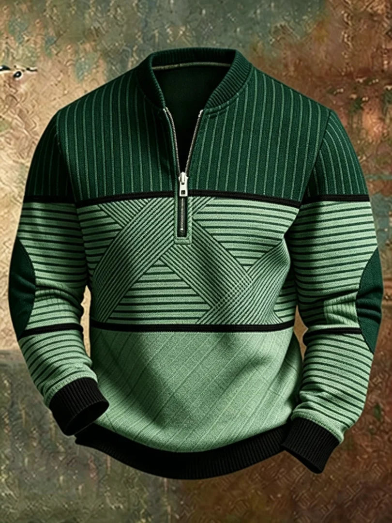 Men’s Sweater Mock Neck Half-Zip Relaxed Fit