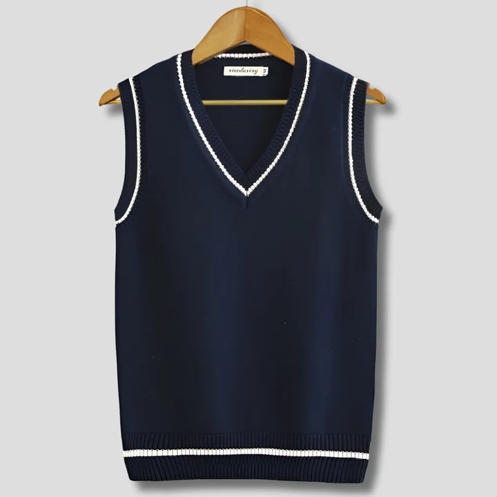 Men's Sweater Vest Striped V-Neck Cotton Blend Knit