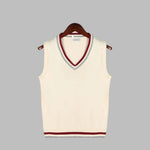Men's Sweater Vest Striped V-Neck Cotton Blend Knit