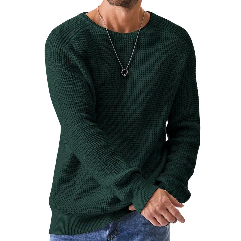 Men's Sweater Waffle Knit Breathable Athletic Fit