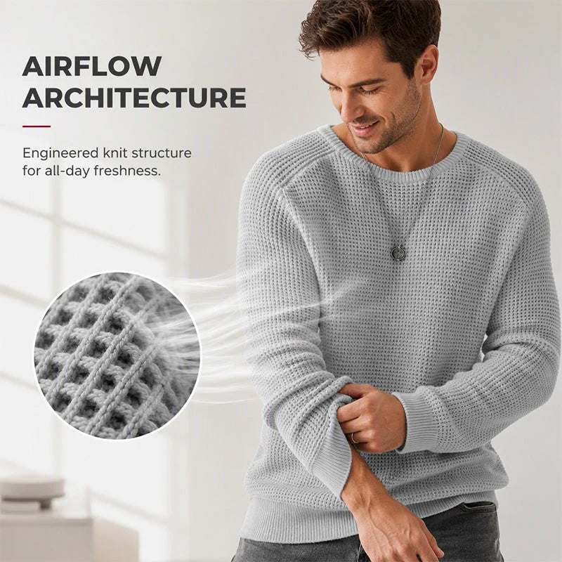 Men's Sweater Waffle Knit Breathable Athletic Fit