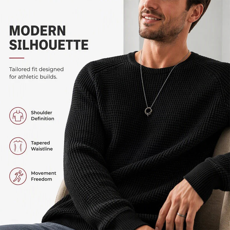 Men's Sweater Waffle Knit Breathable Athletic Fit