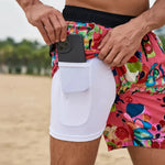 Men’s Swim Shorts Quick-Drying Compression Lining Adjustable Drawstring Waist