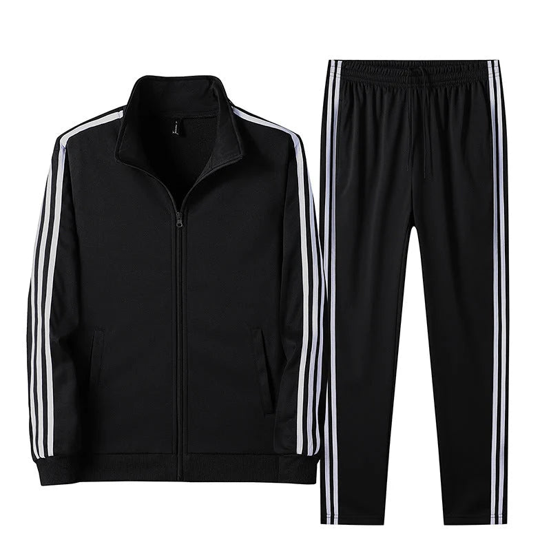 Men's Tracksuit Breathable Polyester Contrast Stripe 2-Piece Set