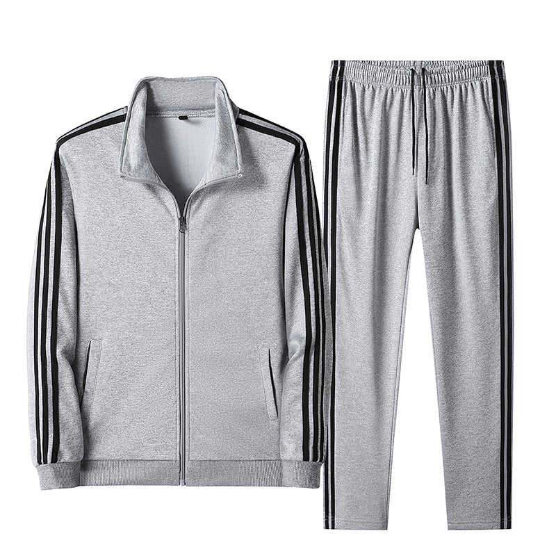Men's Tracksuit Breathable Polyester Contrast Stripe 2-Piece Set