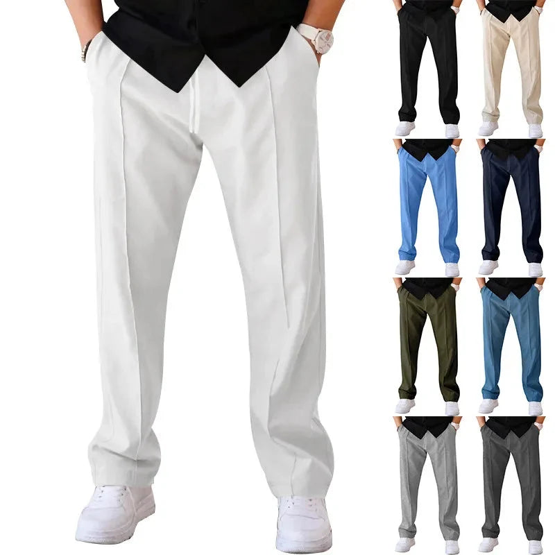 Men's Trousers Slim Fit Elastic Drawstring Waist