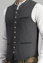 Men’s Waistcoat Grey Cotton Blend Adjustable Back Buckle
