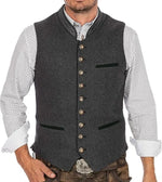 Men’s Waistcoat Grey Cotton Blend Adjustable Back Buckle