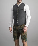Men’s Waistcoat Grey Cotton Blend Adjustable Back Buckle