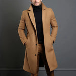 Men’s Wool Overcoat Long Tailored Cut Notched Lapel
