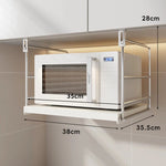 Microwave Shelf Under-Cabinet Stainless Steel Sliding Tray Adjustable Hooks