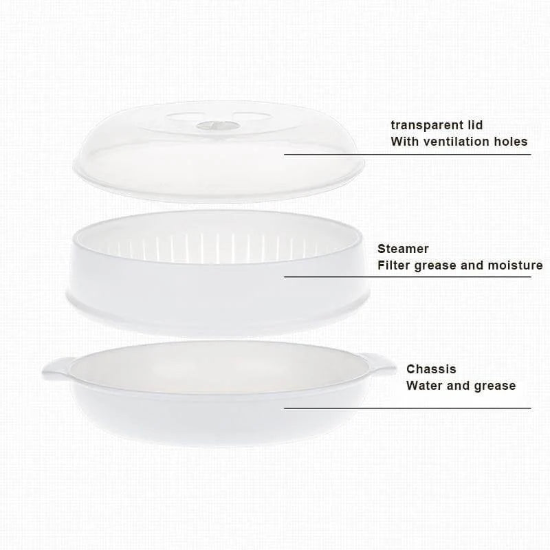 Microwave Steamer Bowl Food-Grade PP Transparent Lid Leak-Resistant Sealed Design