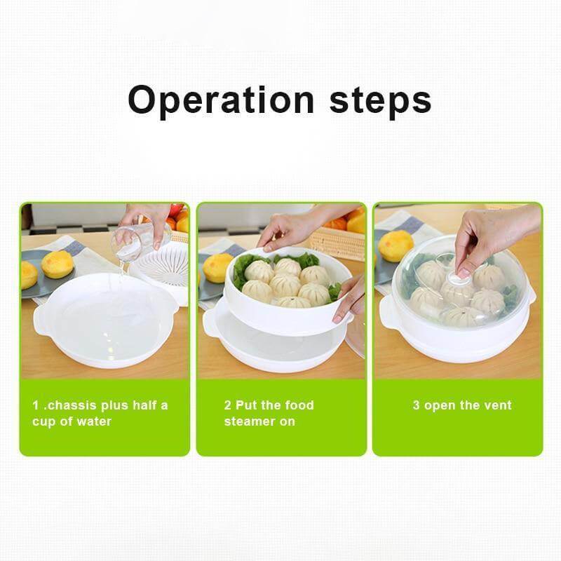 Microwave Steamer Bowl Food-Grade PP Transparent Lid Leak-Resistant Sealed Design