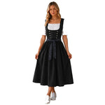Midi Dirndl Front-Laced Bodice Short Puff Sleeves