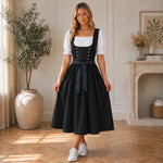 Midi Dirndl Front-Laced Bodice Short Puff Sleeves