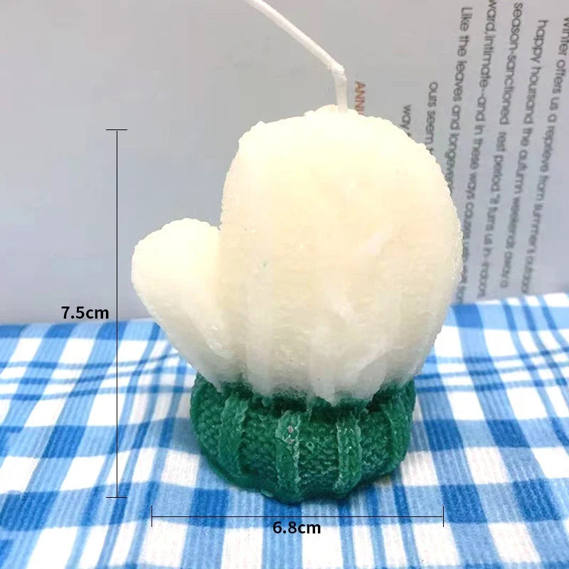 Mini Cactus Candle Realistic Hand-Poured Wax Three Inch