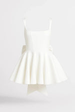 Mini Dress Bustier Bodice Flared Skirt Back Bow Detail