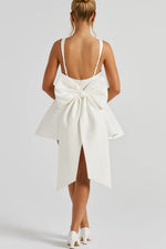 Mini Dress Bustier Bodice Flared Skirt Back Bow Detail