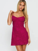 Mini Dress Hot Pink Floral Print Tie-Back Waist