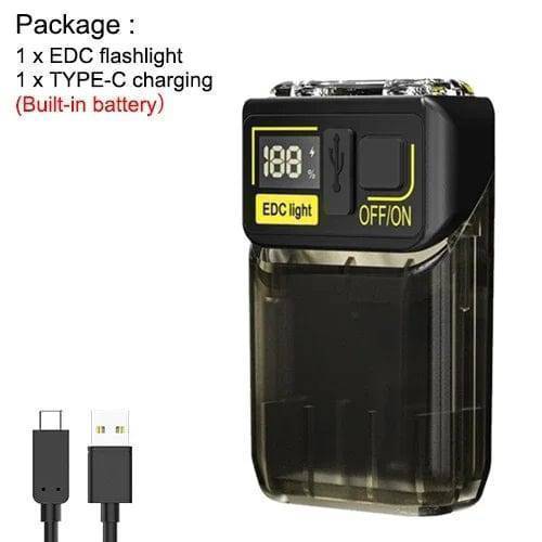 Mini Flashlight USB Rechargeable Clip & Battery Display