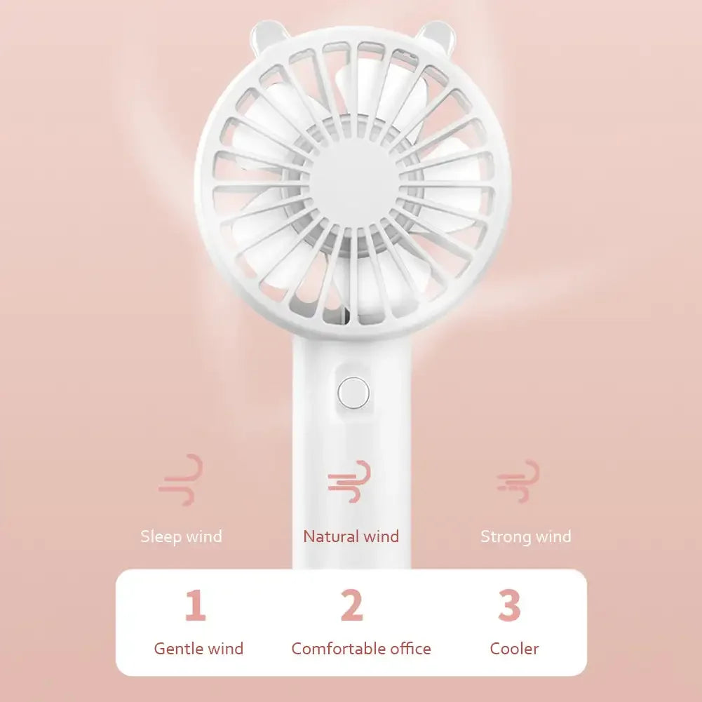 Mini Hand Fan USB Rechargeable 3-Speed 2-Pack