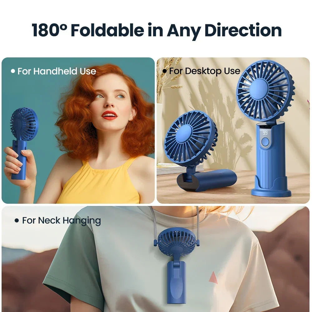 Mini Handheld Fan Set of 2 USB Rechargeable 3-Speed