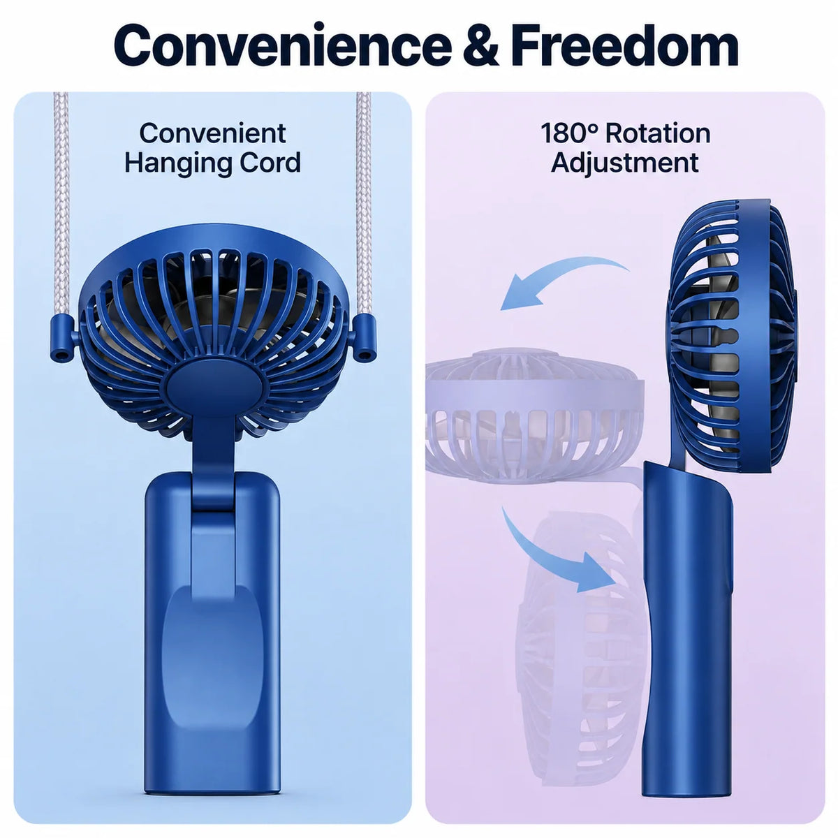 Mini Handheld Fan Set of 2 USB Rechargeable 3-Speed