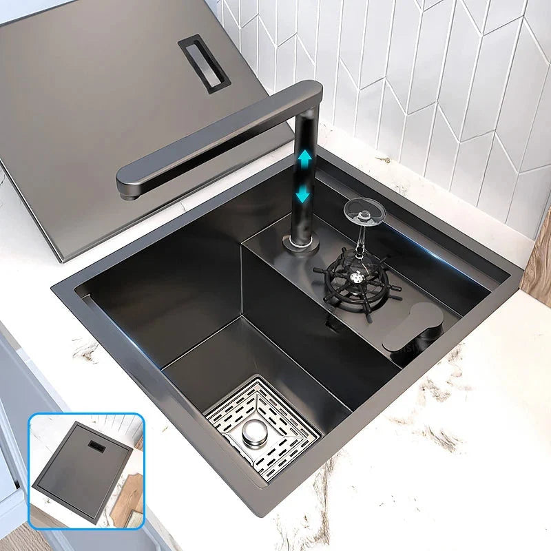 Mini Kitchen Sink Stainless Steel Integrated Cup Washer