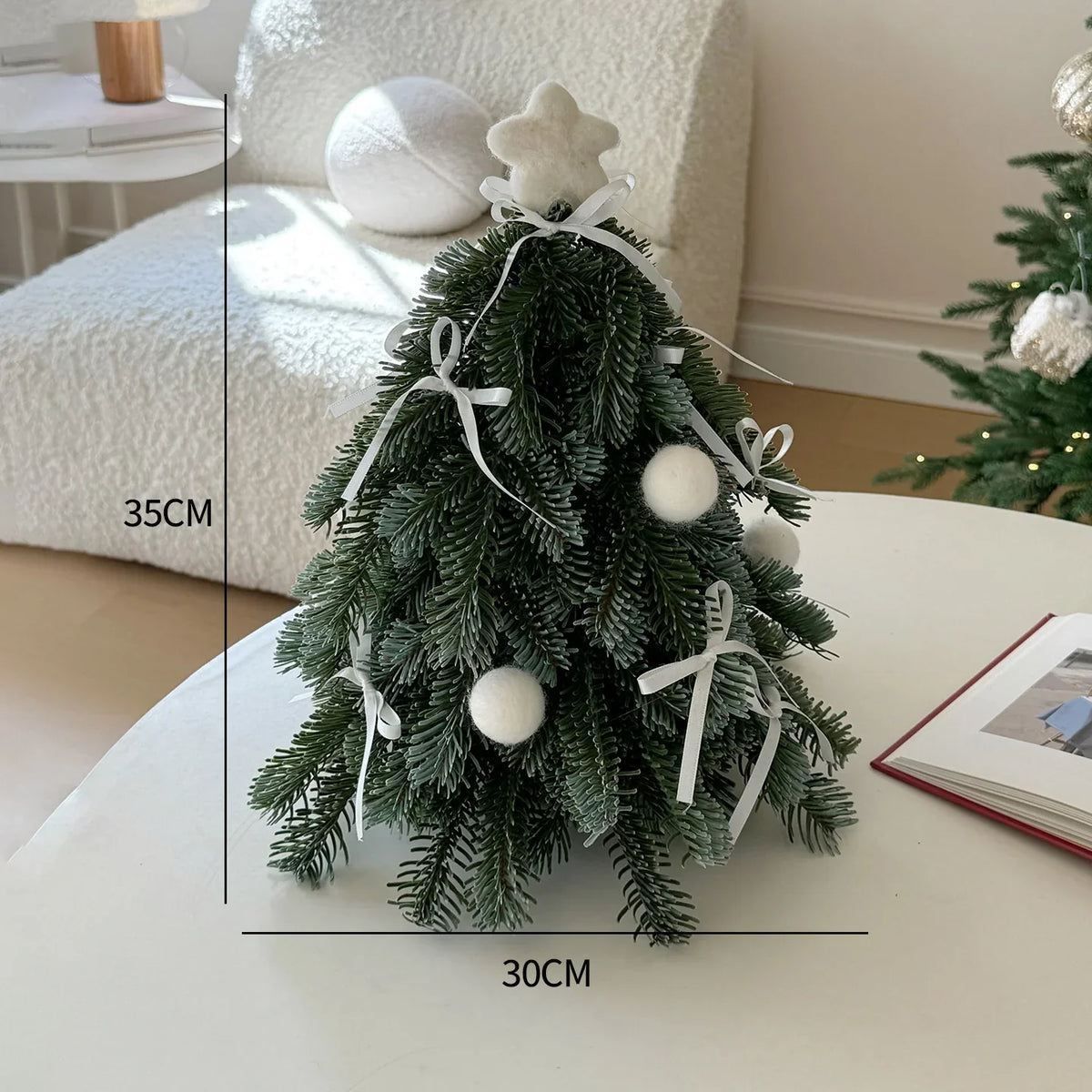 Mini Tabletop Christmas Tree 13.8 Inch Felt Ornaments